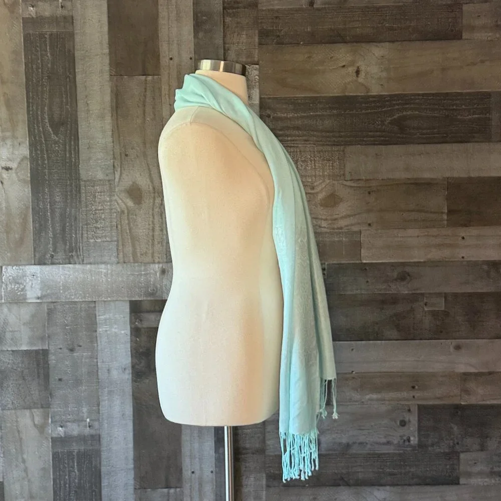 Pashmina blue scarf cashmrer silk feminine shawl pastel paisley euro summer